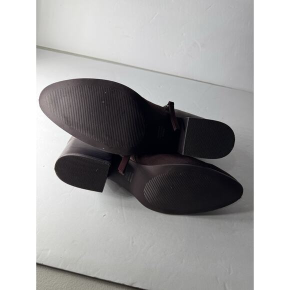 Toms Womens Loren Forest MaroonSuede Pearlized Metallic Cap Toe Heel Booties 11 - Picture 4 of 11